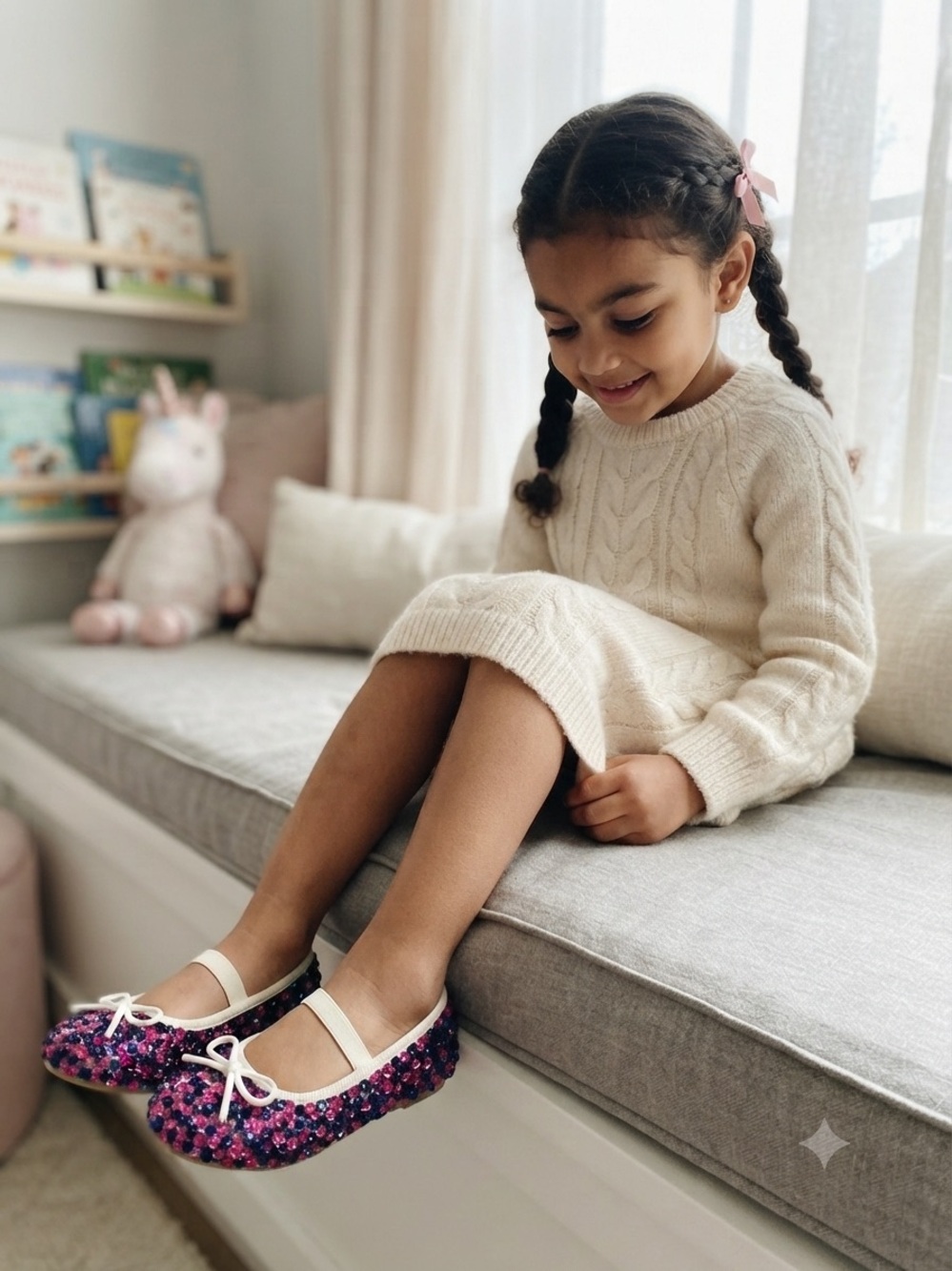Cat & Jack Pink and Blue Sequin Kids Moccasins